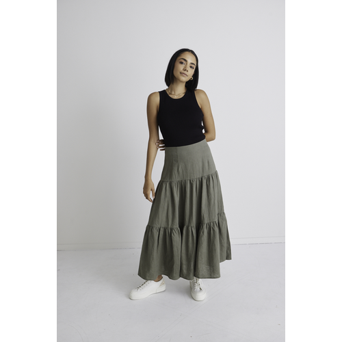 Among The Brave - Tiered Linen Skirt