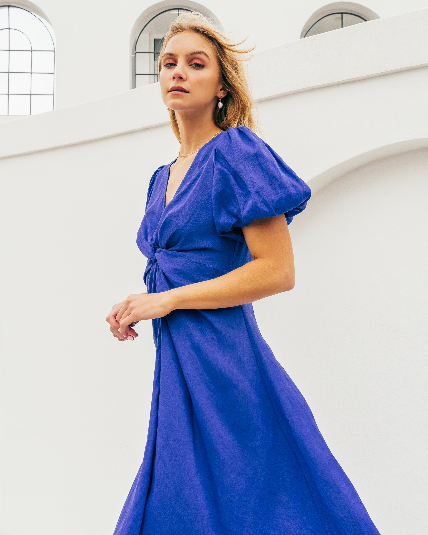 Cobalt blue linen store dress